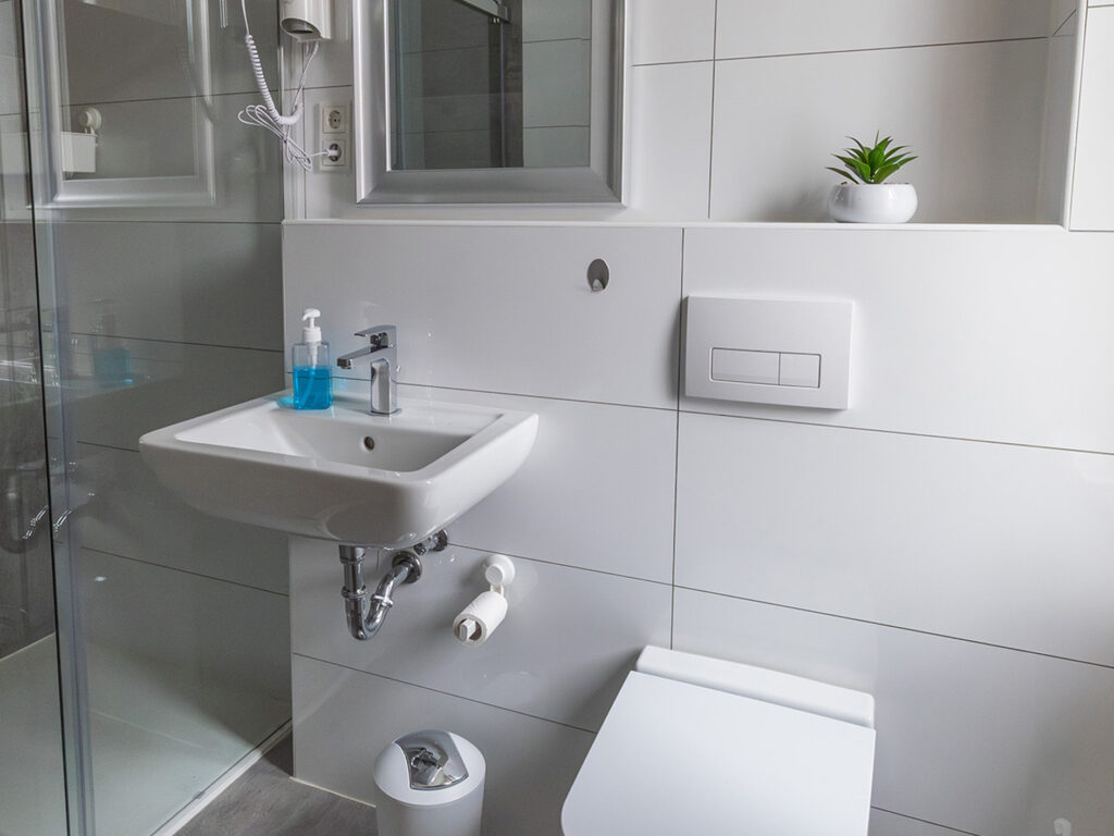 Blick in das Badezimmer im Sehusa Living Apartments in Seesen