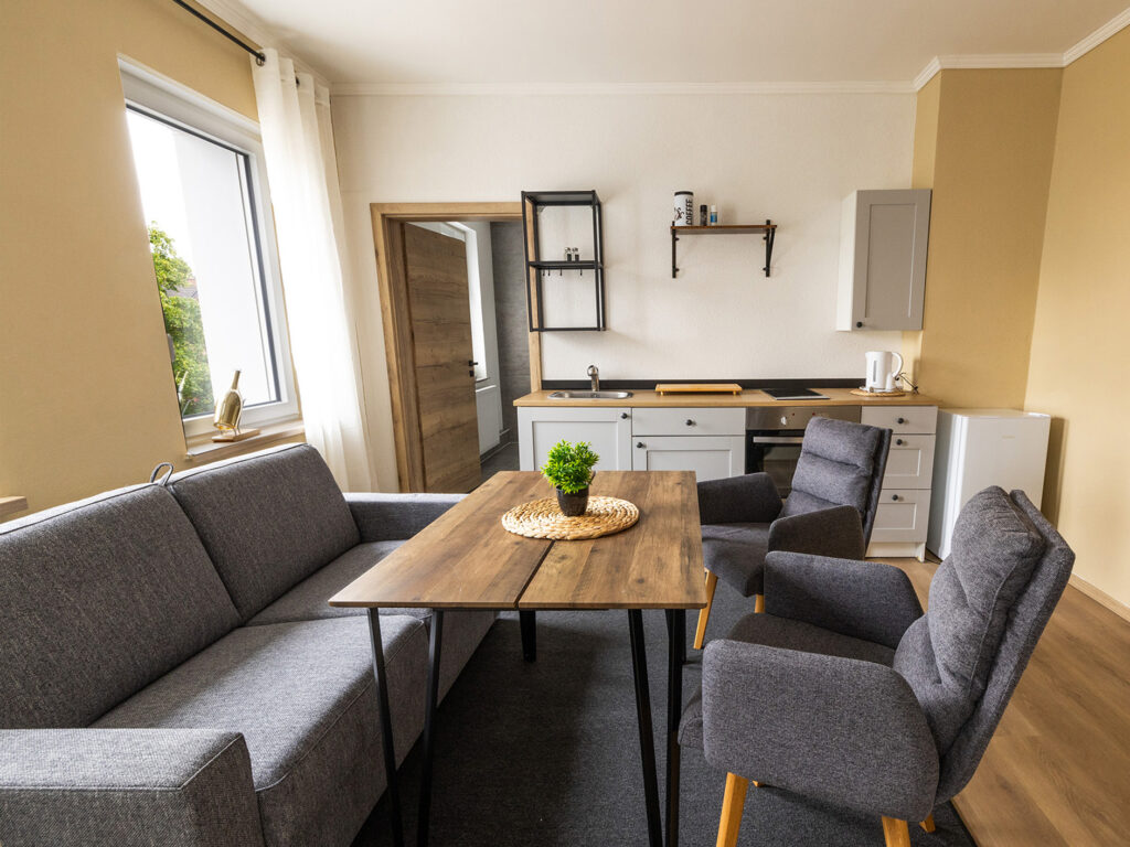 Blick in das Wohn- / Esszimmer im Sehusa Living Apartments in Seesen